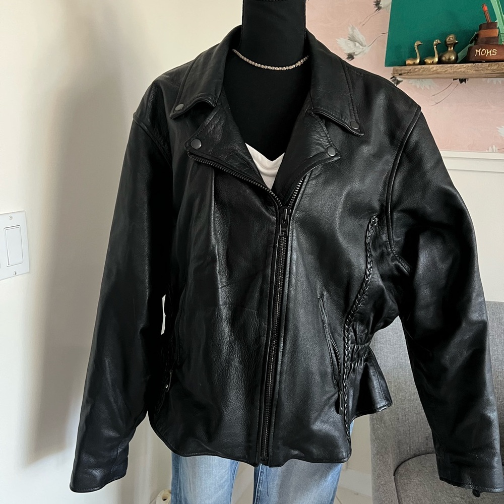 Hudson Leather Jacket Vintage Liner Biker Size 5XL/2XL Women’s Motorcycle Rope